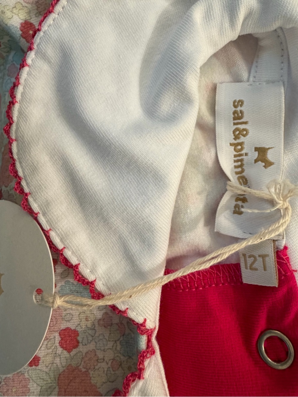 Mini Boden Pink Floral Kids Pajama Set with White Peter Pan Collar - Picture 3 of 3